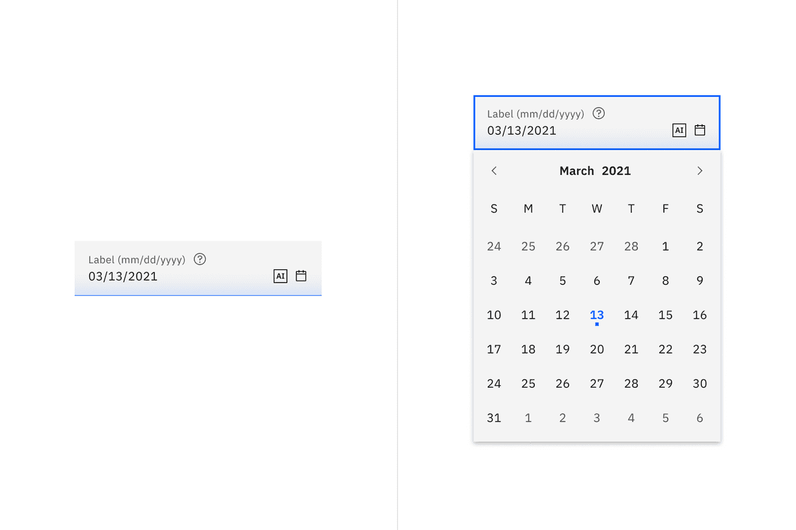 Enabled state of fluid date picker with AI presence