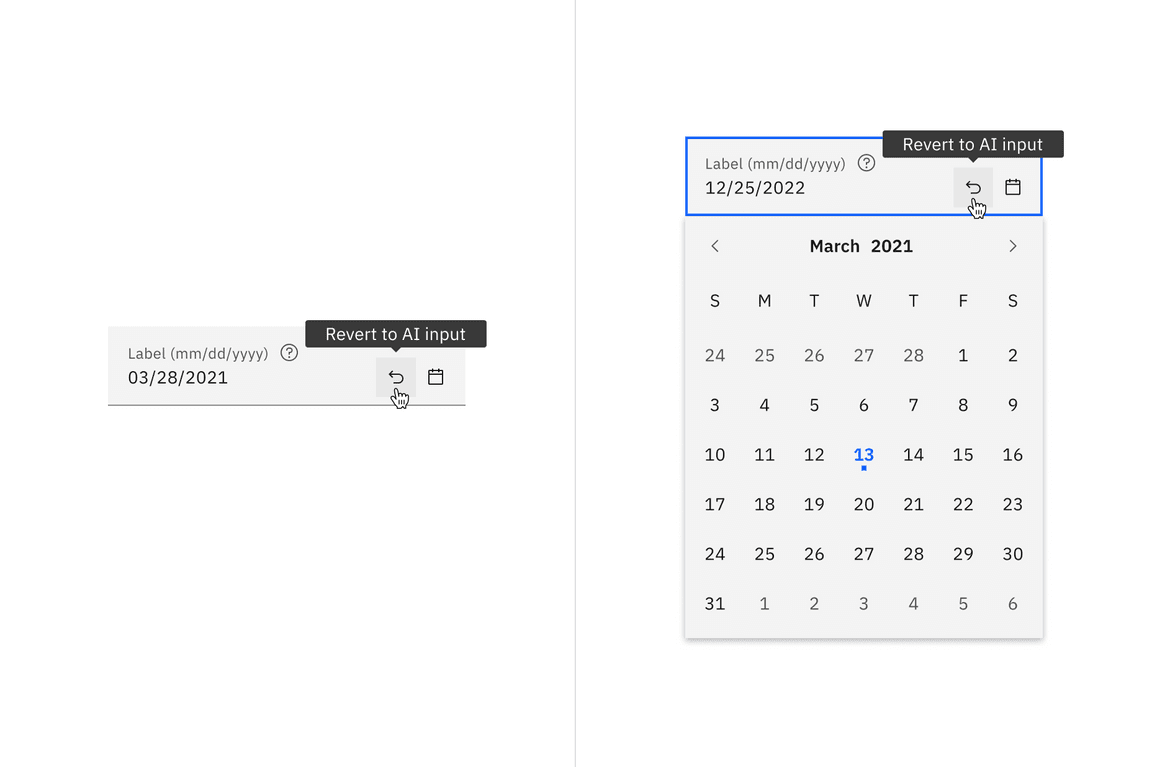 Enabled state of fluid date picker with AI presence